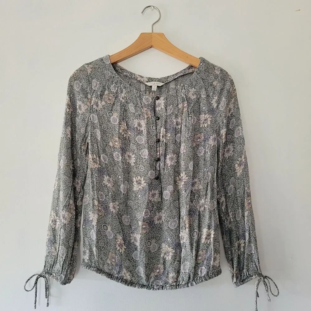 Lucky Brand Floral Print Women's Top Green XS